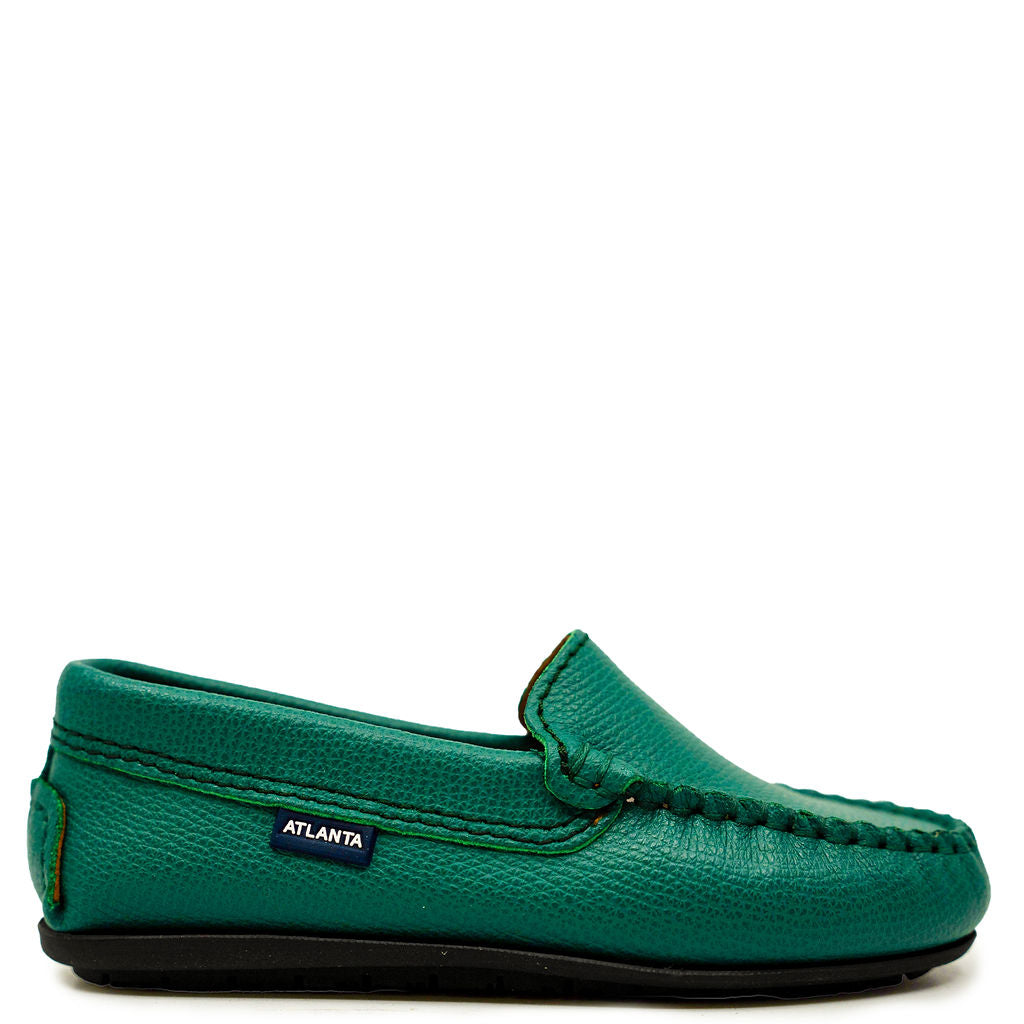 Atlanta Mocassin Green Pebbled Loafer-Tassel Children Shoes