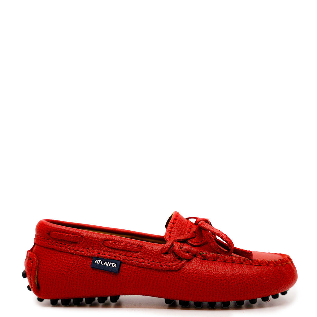 Atlanta Mocassin Red Pebbled Boat Loafer-Tassel Children Shoes