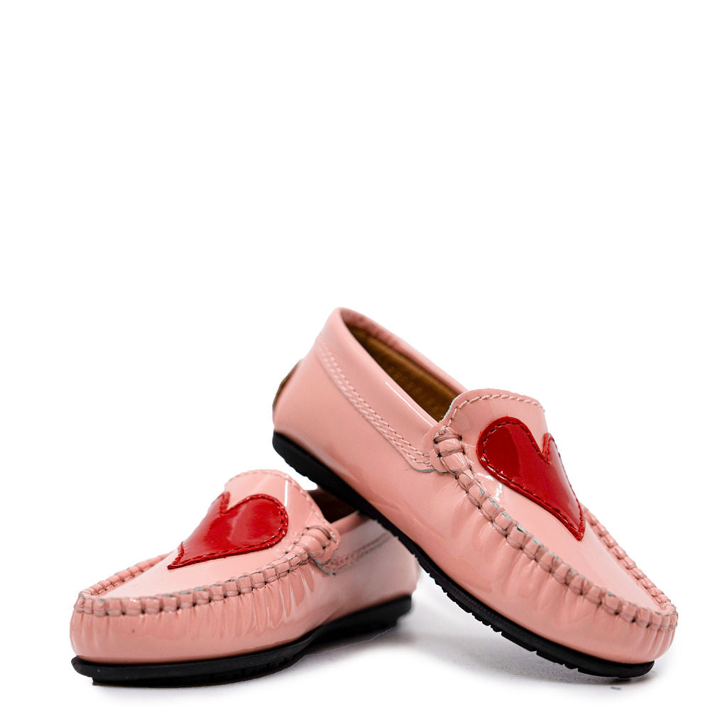 Atlanta Mocassin Salmon Patent Heart Loafer-Tassel Children Shoes