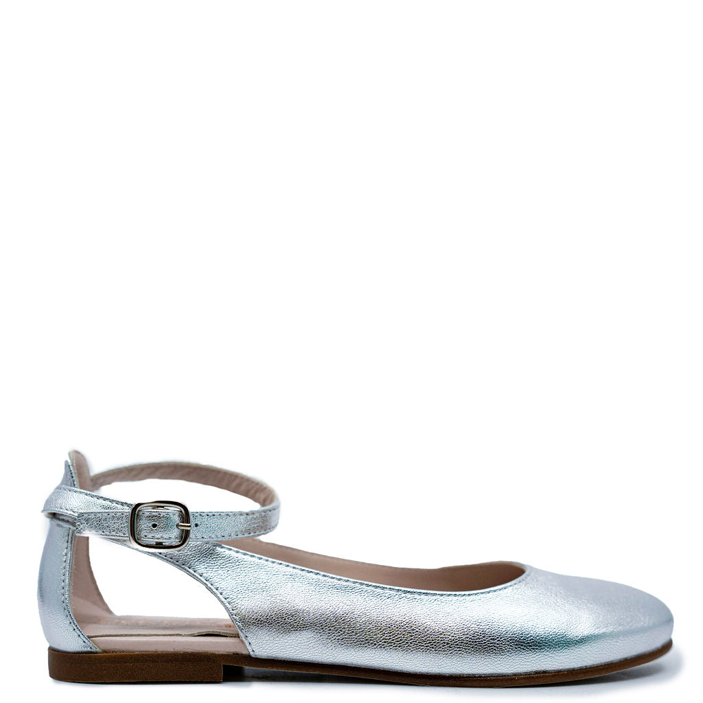 Beberlis Silver Cutout Mary Jane-Tassel Children Shoes