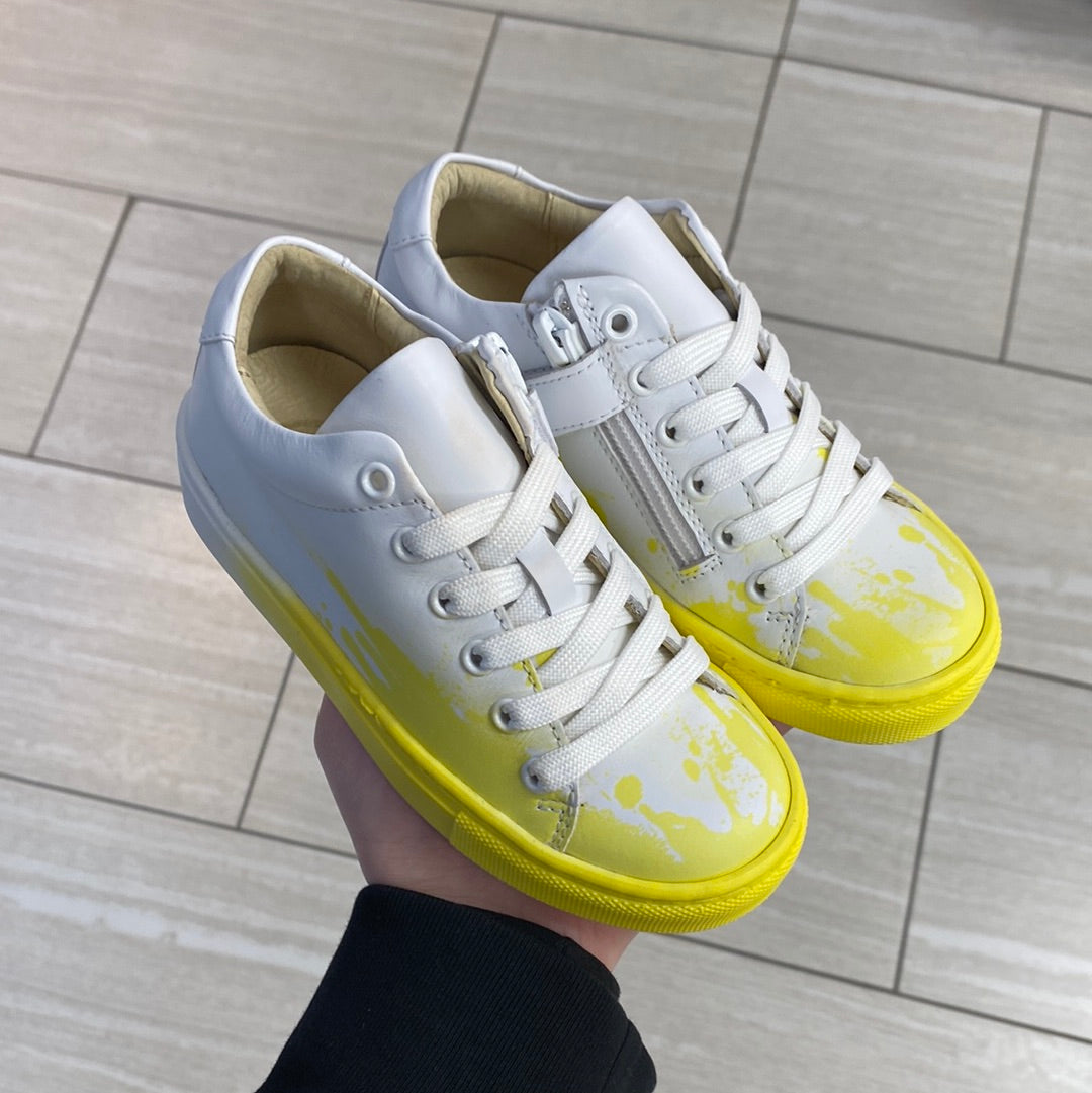 Blublonc Yellow Paint Splatter Sneaker-Tassel Children Shoes