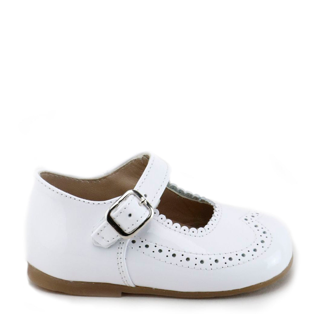 Papanatas White Patent Scalloped Baby Shoe-Tassel Children Shoes