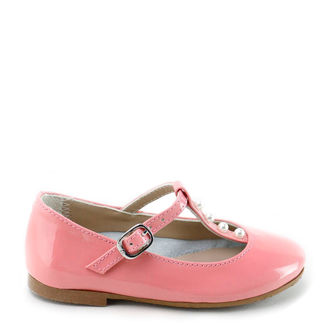 Papanatas Salmon Patent Pearl Strap Mary Jane-Tassel Children Shoes