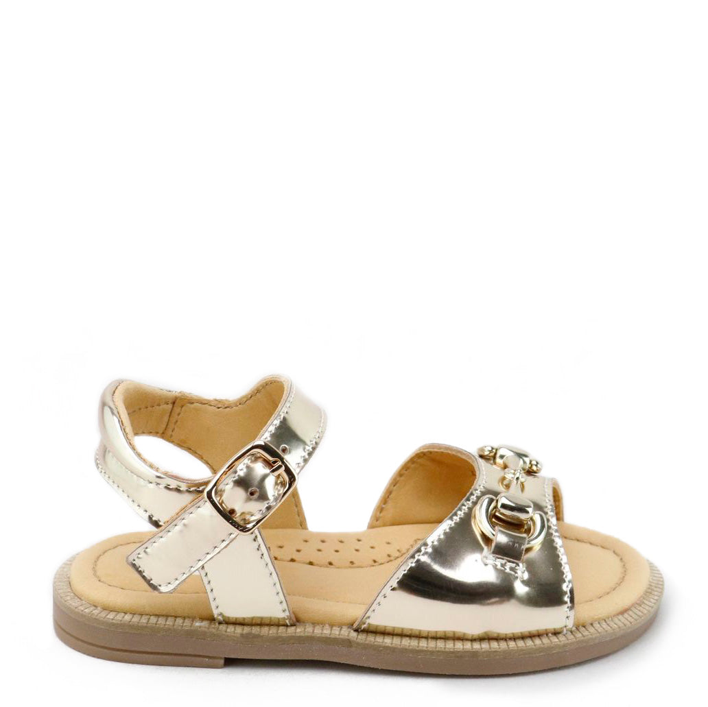 Papanatas Gold Mirror Buckle Sandal-Tassel Children Shoes