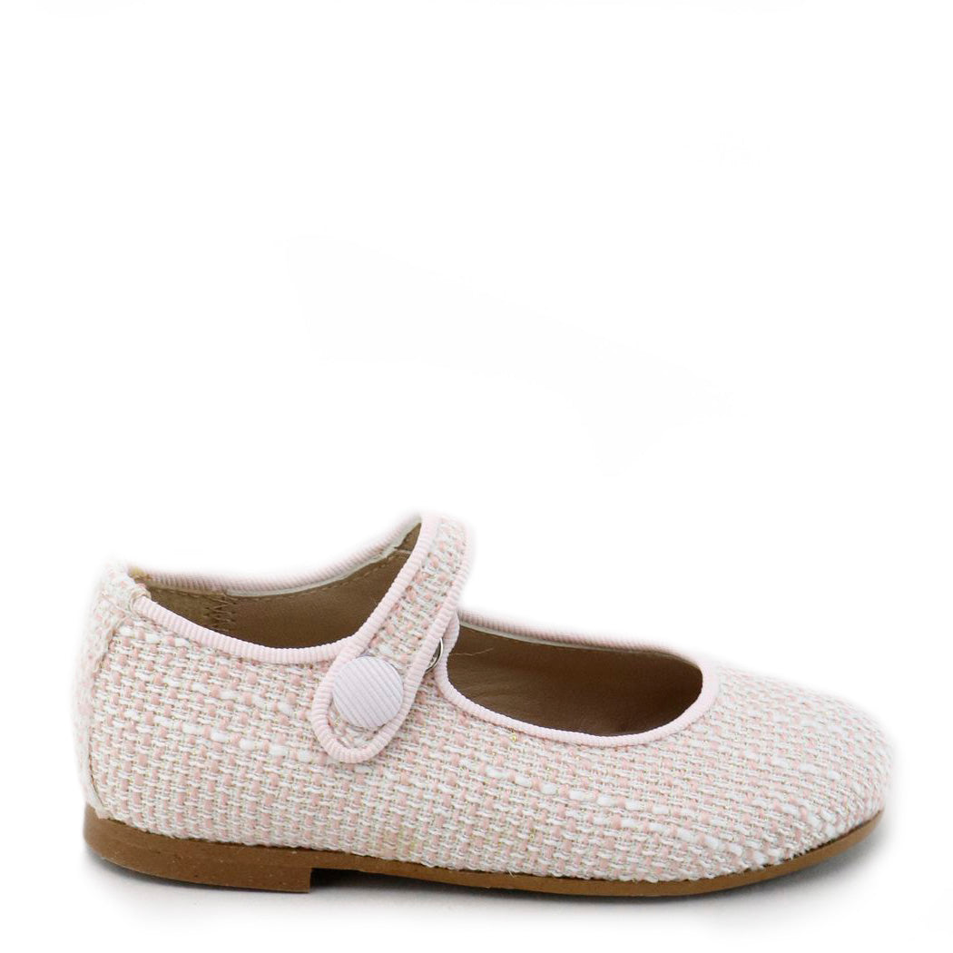 Papanatas Baby Pink Tweed Mary Jane-Tassel Children Shoes