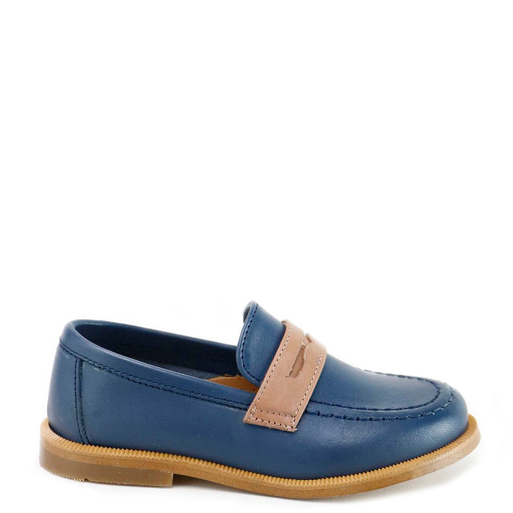 Papanatas Navy and Camel Penny Loafer-Tassel Children Shoes