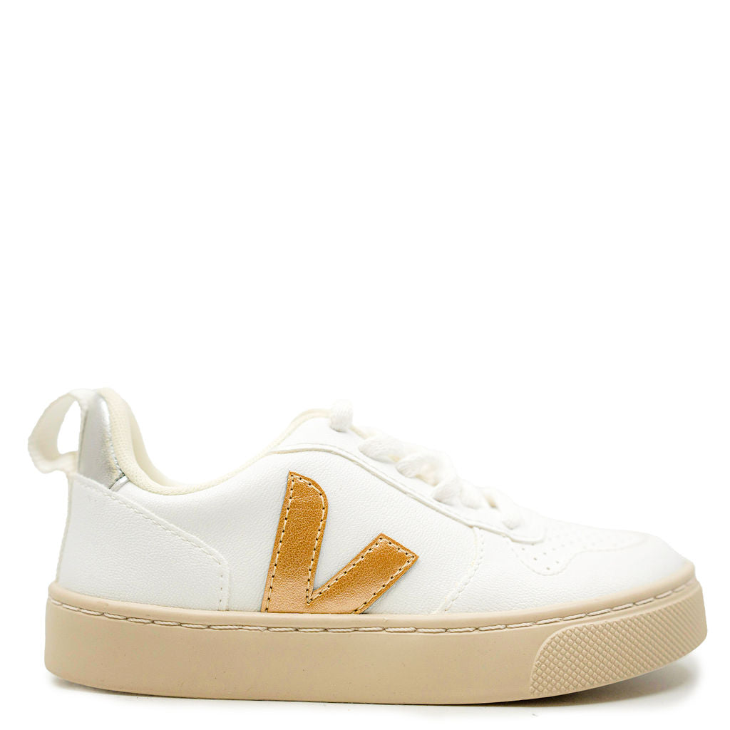 Veja White Platine Silver Lace Sneaker-Tassel Children Shoes