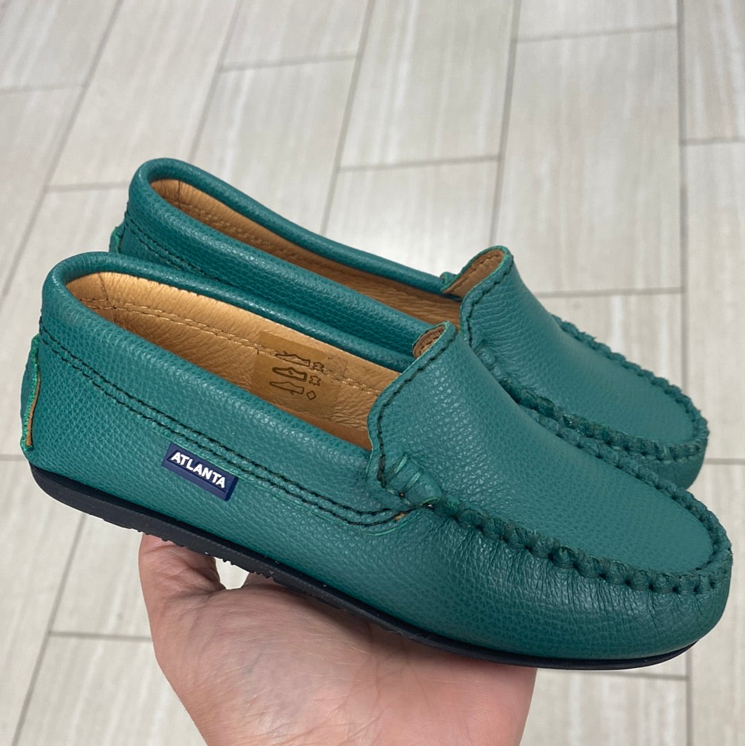 Atlanta Mocassin Green Pebbled Loafer-Tassel Children Shoes