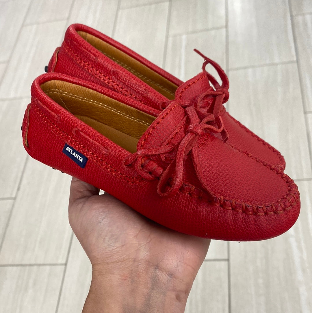 Atlanta Mocassin Red Pebbled Boat Loafer-Tassel Children Shoes