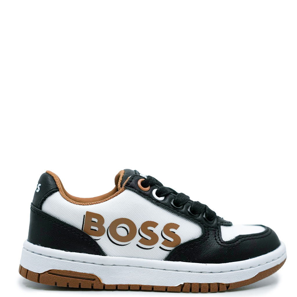 Hugo Boss Black and White Logo Sneaker-Tassel Children Shoes