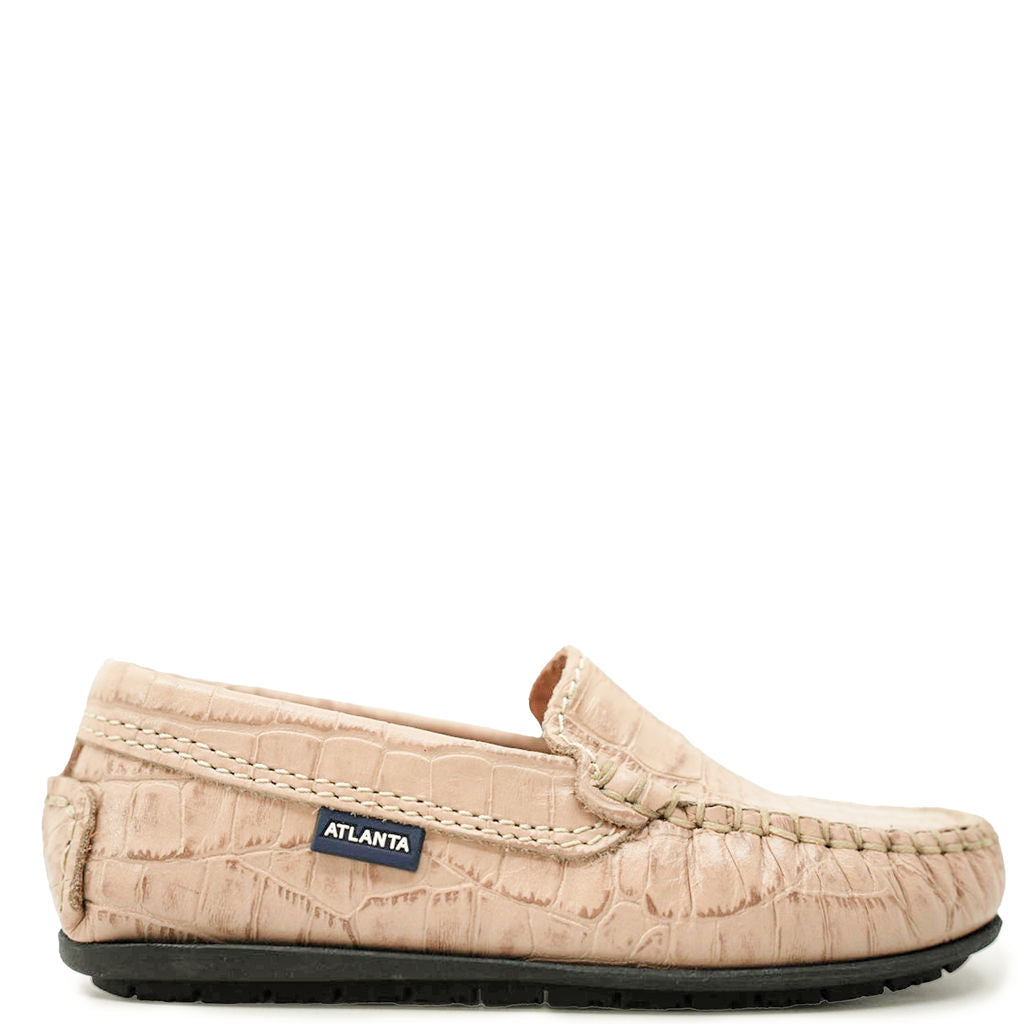Atlanta Mocassin Tan Croc Loafer-Tassel Children Shoes
