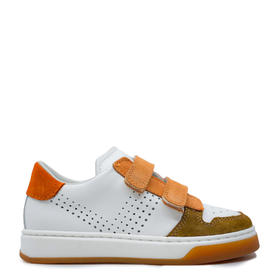Beberlis Tan and Olive Velcro Sneaker-Tassel Children Shoes