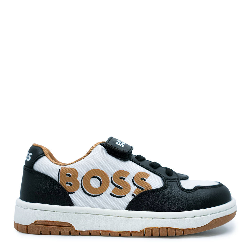 Hugo Boss Black and White Logo Velcro Sneaker-Tassel Children Shoes