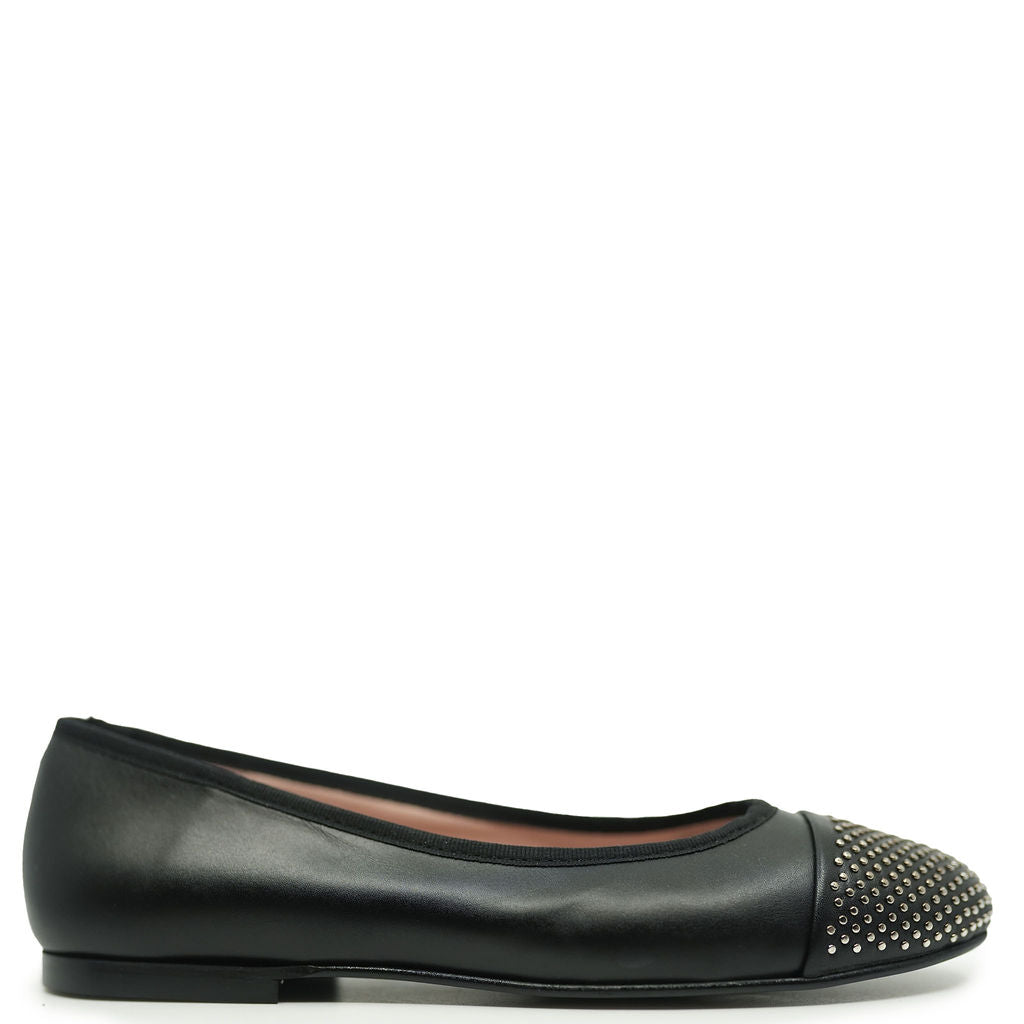 Spain+Co Black Embellished Captoe Ballet Flat-Tassel Children Shoes