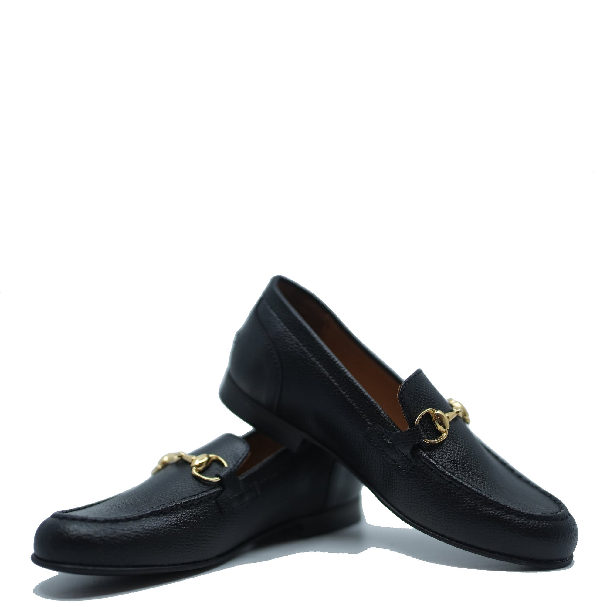 Atlanta Mocassin Black Pebbled Buckle Dress Shoe-Tassel Children Shoes
