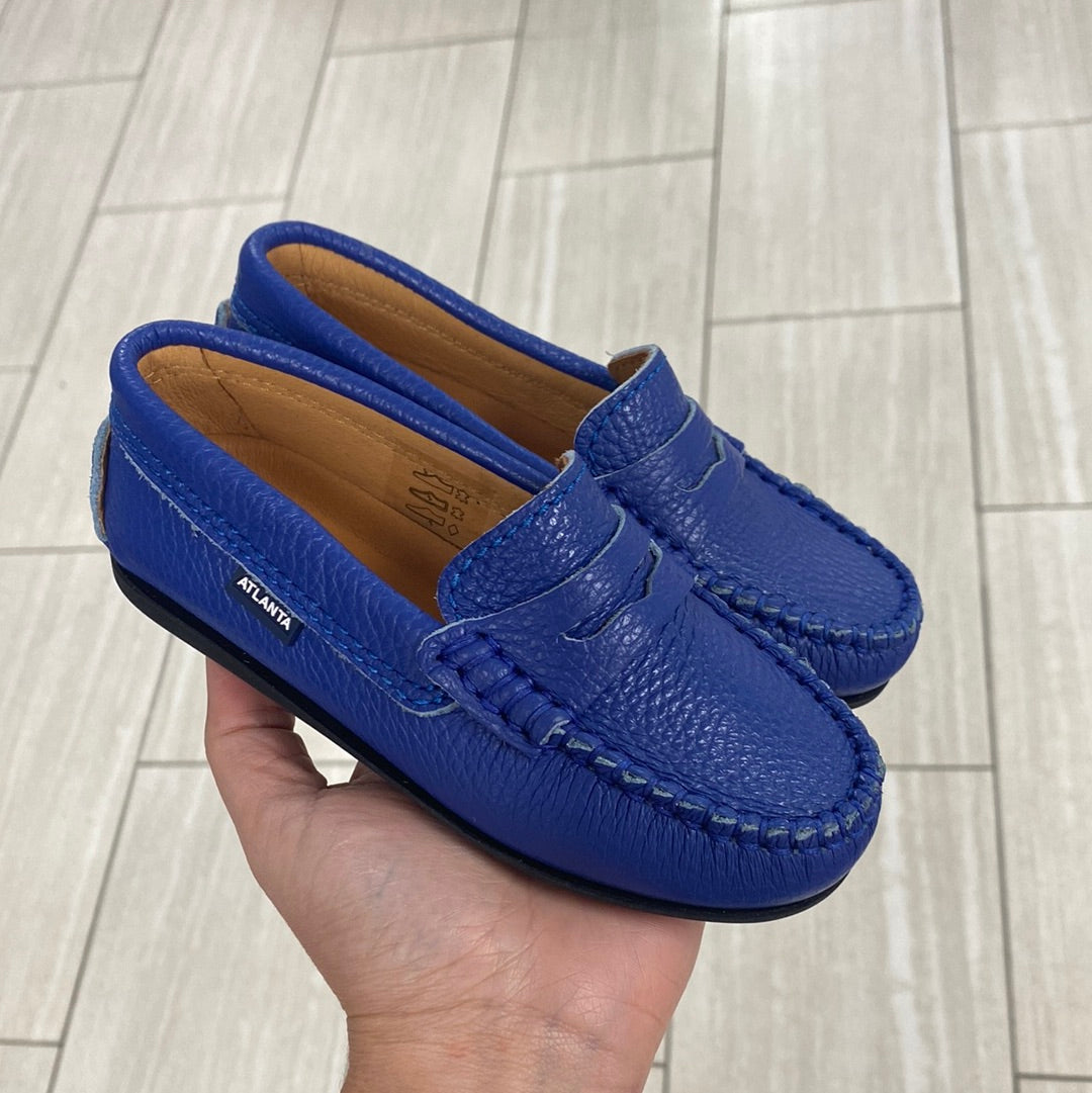 Atlanta Mocassin Royal Blue Pebbled Penny Loafer-Tassel Children Shoes