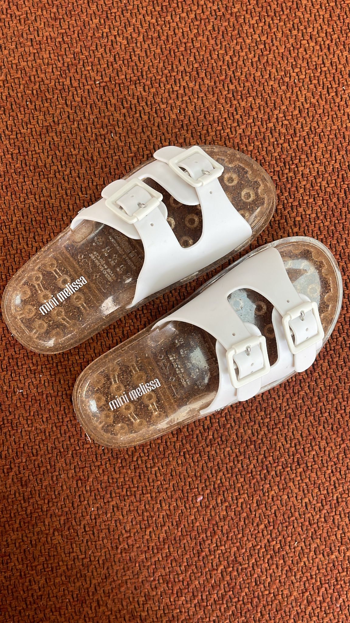 Mini Melissa White and Gold Jelly Slide-Tassel Children Shoes