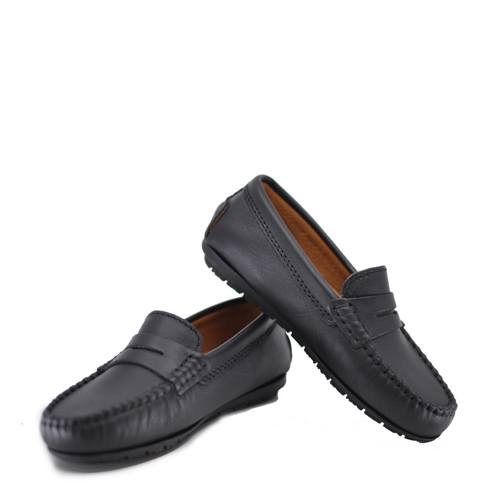 Atlanta Mocassin Black Penny Loafer-Tassel Children Shoes