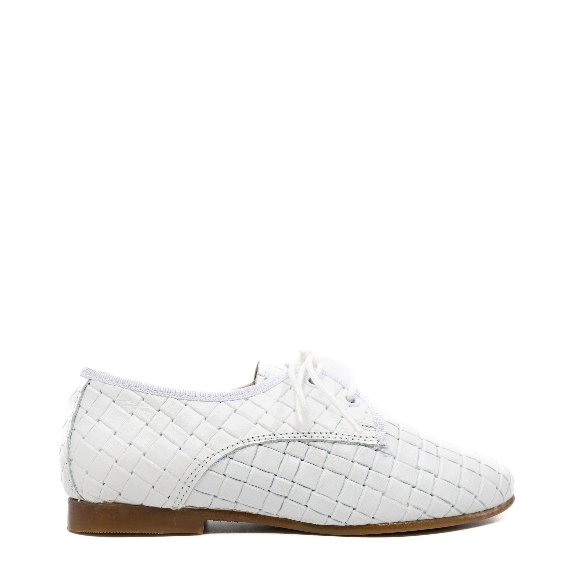 LMDI White Stamped Lace Oxford-Tassel Children Shoes