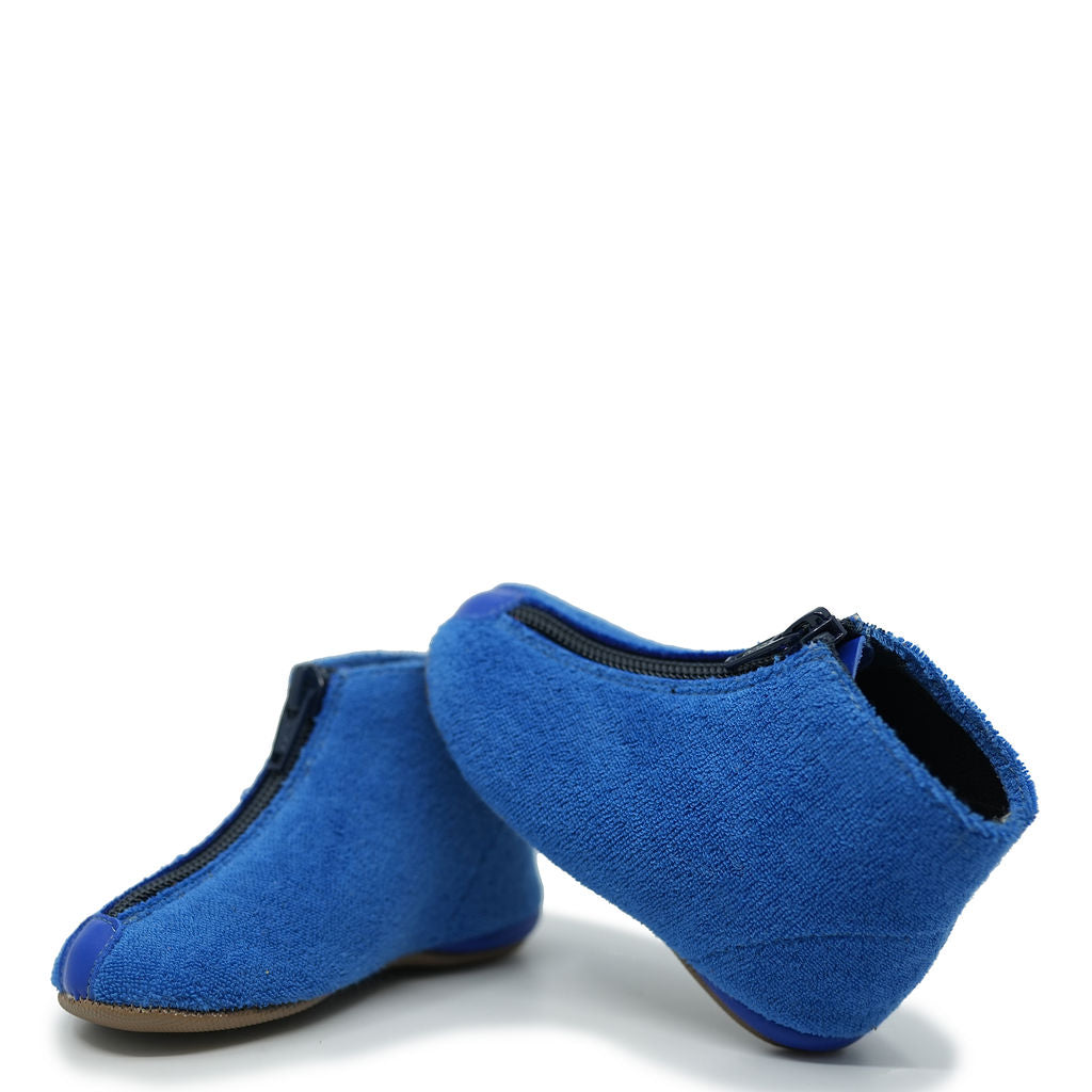 Pepe Blue Terry Zipper Baby Bootie-Tassel Children Shoes