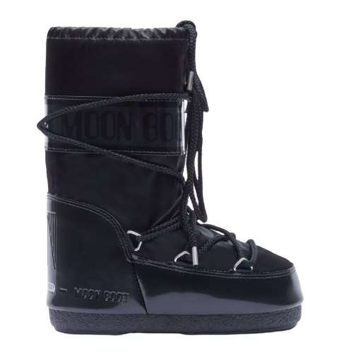 Moon Boot Black Patent Nylon-Tassel Children Shoes