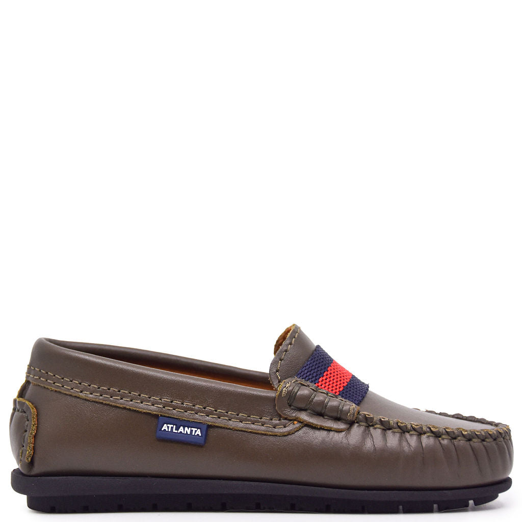 Atlanta Mocassin Olive Ribbon Loafer-Tassel Children Shoes