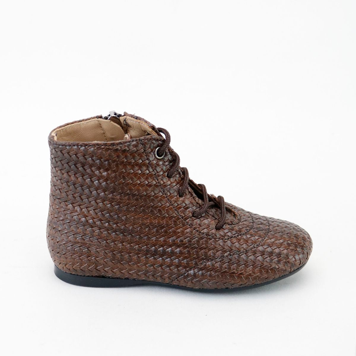 Papanatas Brown Weave Leather Dress Bootie-Tassel Children Shoes
