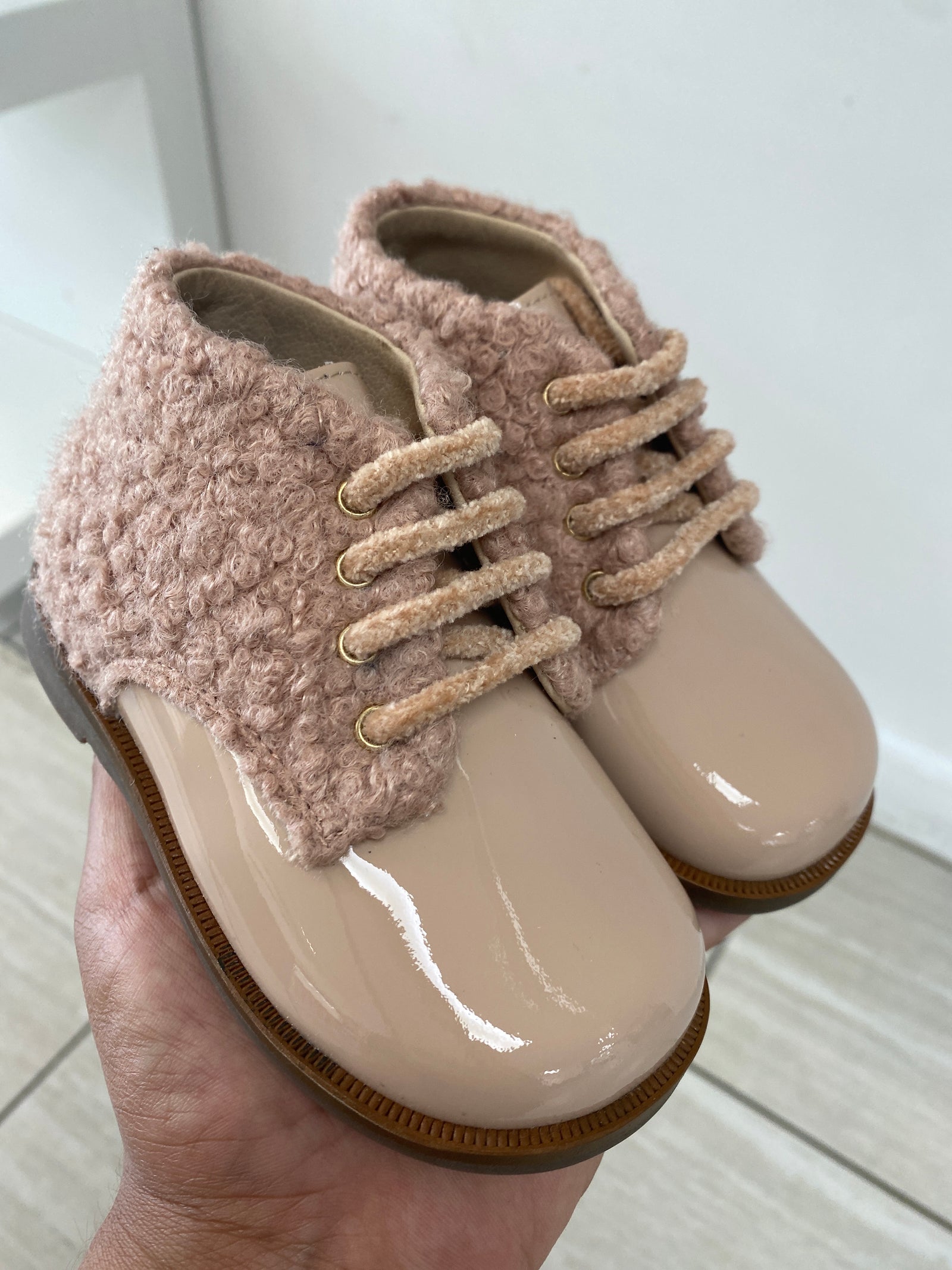 Beberlis Light Pink Shearling Baby Bootie-Tassel Children Shoes