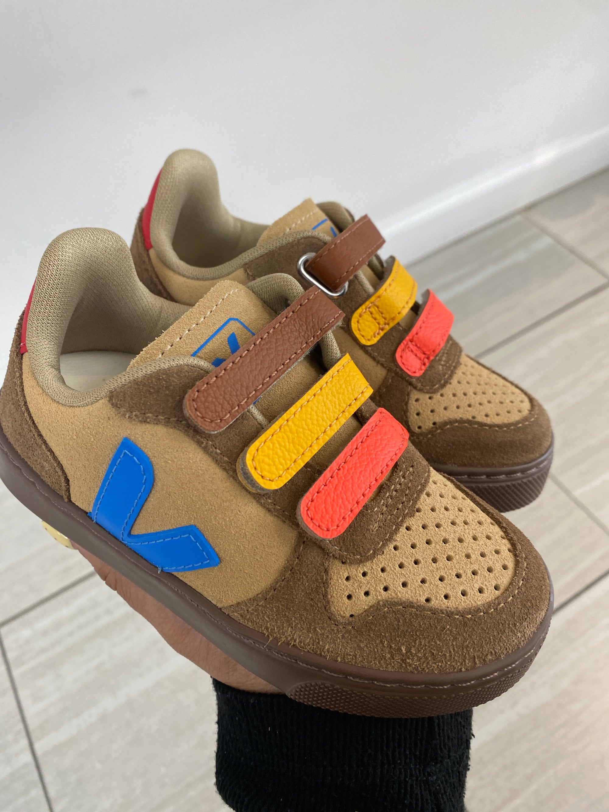 Veja Dessert Egee Brown Velcro Sneaker-Tassel Children Shoes