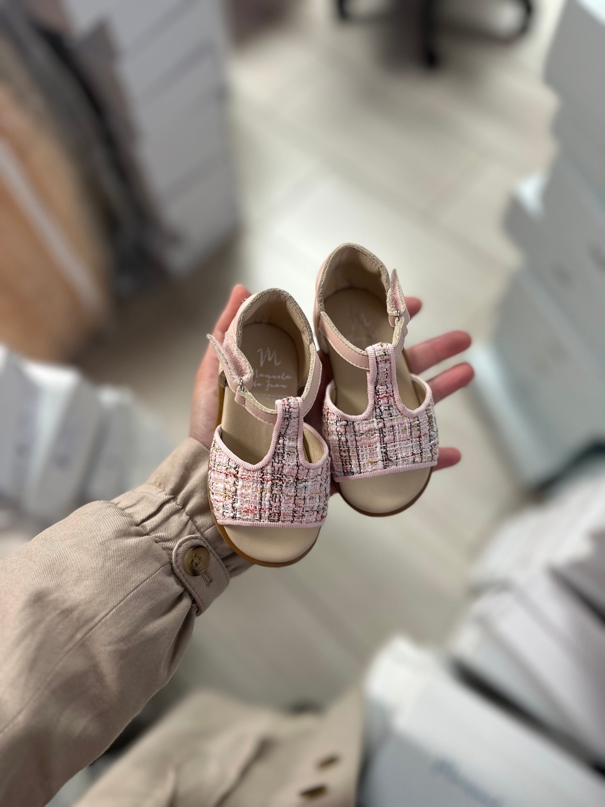 Manuela Rose Chanel Velcro Baby Sandal-Tassel Children Shoes