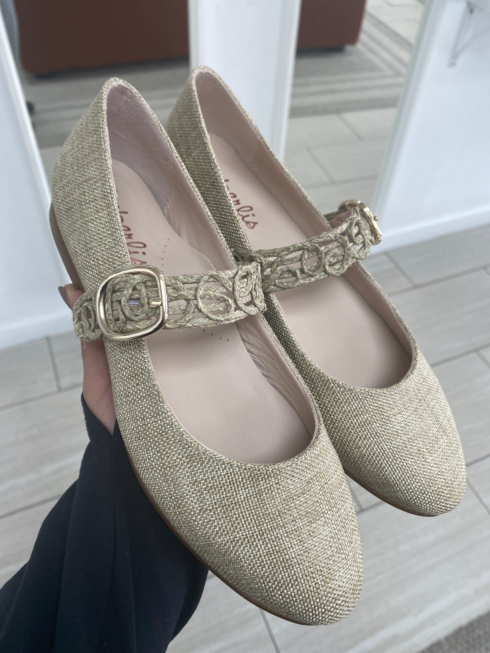 Beberlis Natural Gold Buckle Mary Jane-Tassel Children Shoes