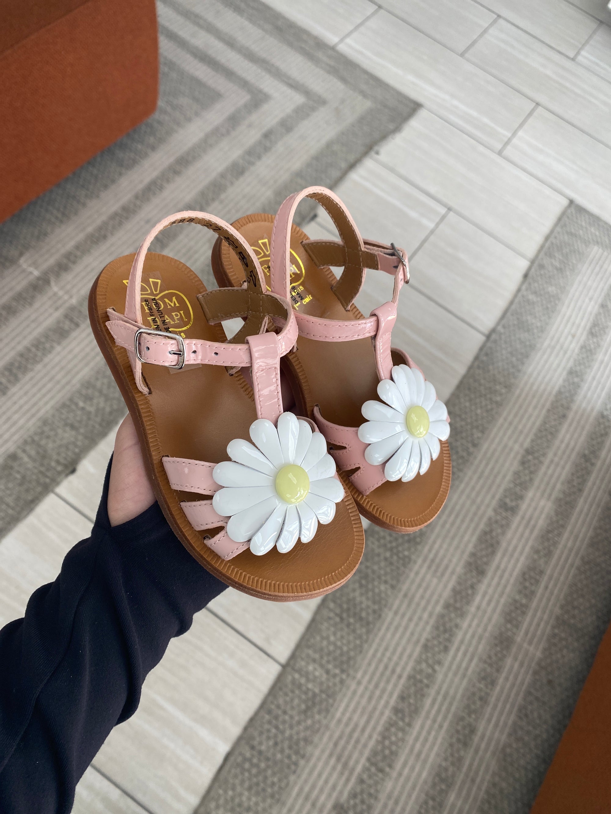 Pom D'Api Pink Daisy Sandal-Tassel Children Shoes