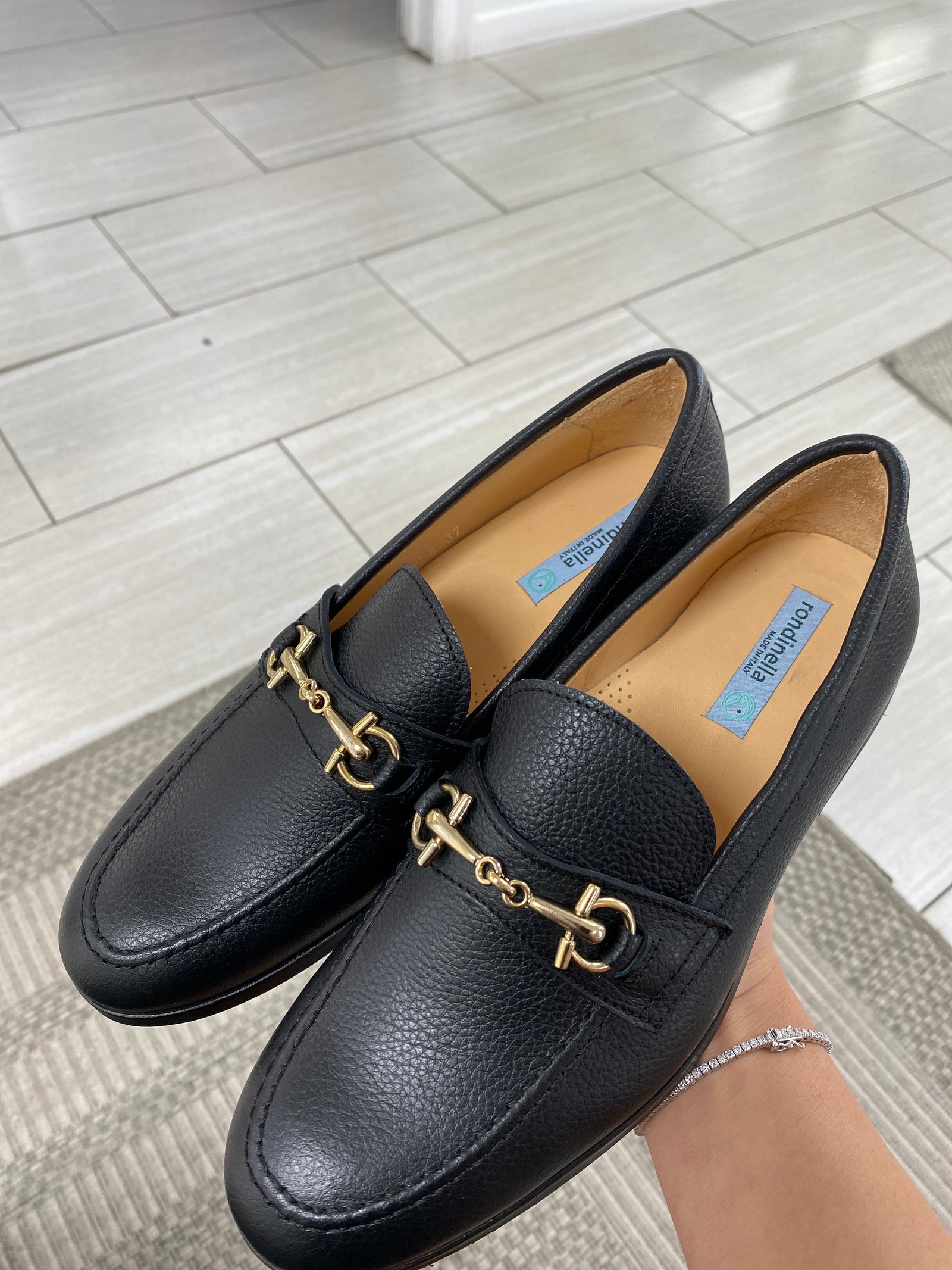 Rondinella Black Pebbled Buckle Dress Shoe-Tassel Children Shoes