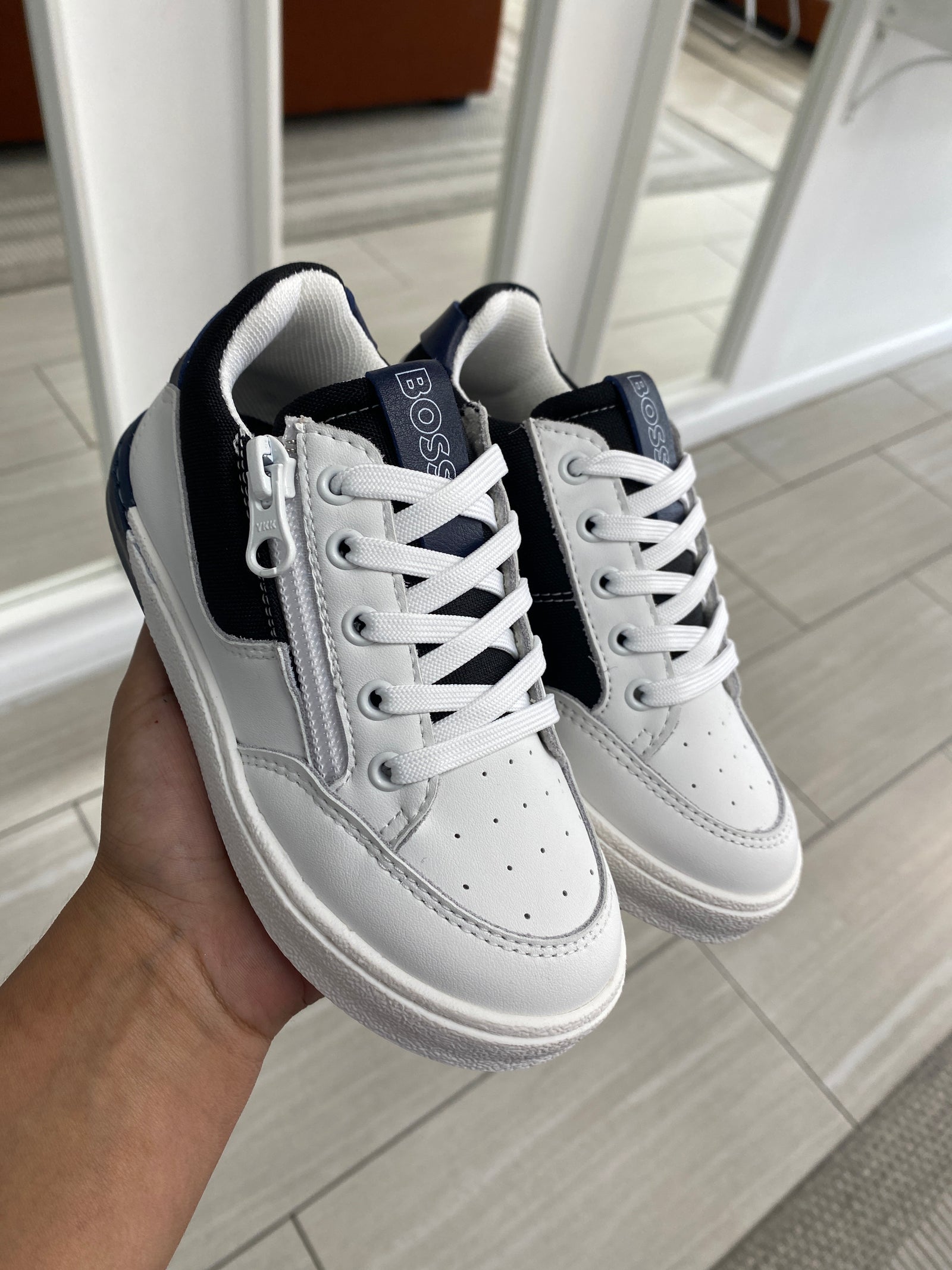 Hugo Boss White Zipper Baby Sneaker-Tassel Children Shoes