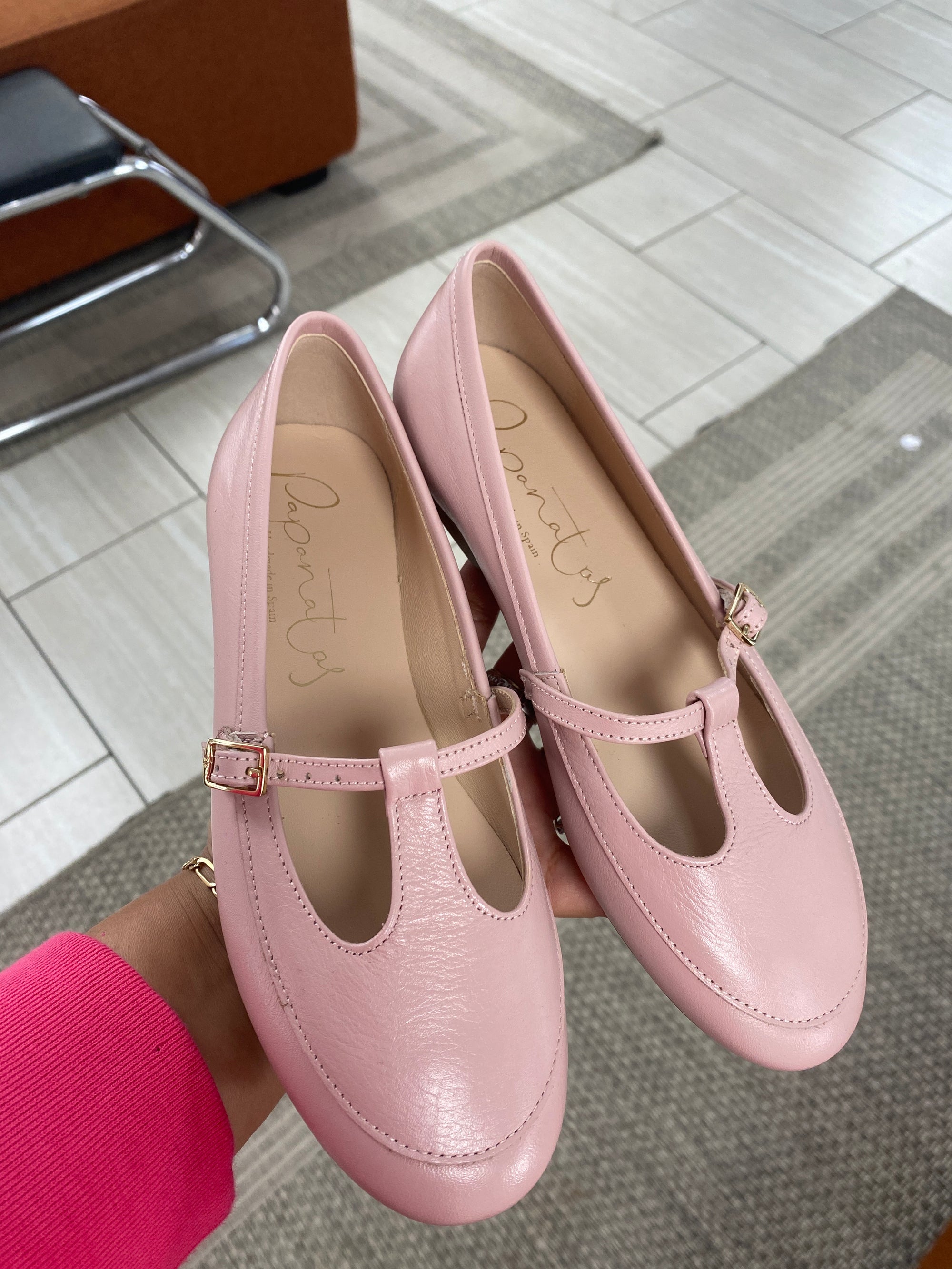 Papanatas Soft Pink T Strap Mary Jane-Tassel Children Shoes