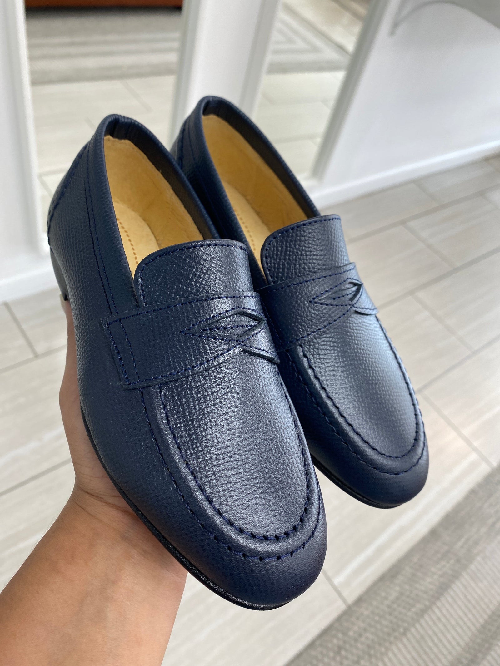 Spain+Co Navy Pebbled Penny Dress Shoe-Tassel Children Shoes