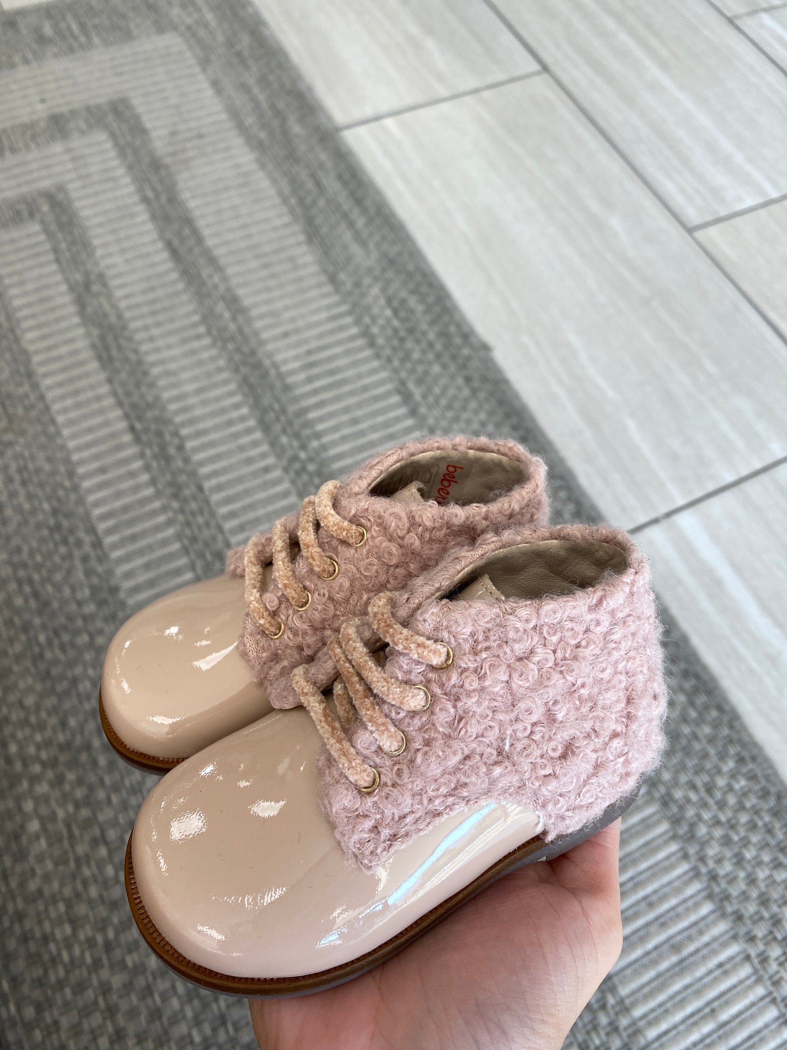 Beberlis Pink Shearling Baby Bootie-Tassel Children Shoes
