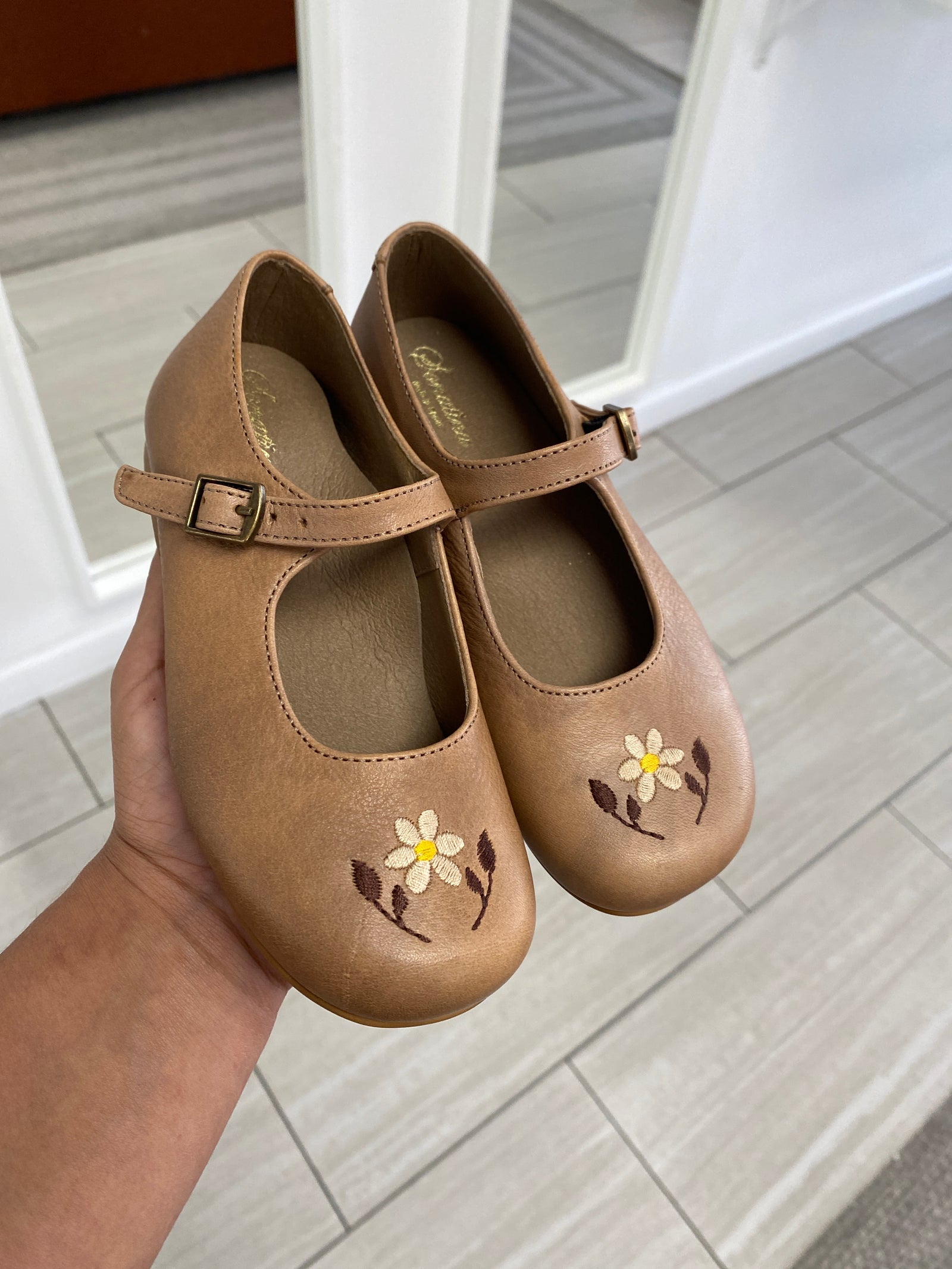 Sonatina Cinnamon Flower Embroidered Mary Jane-Tassel Children Shoes