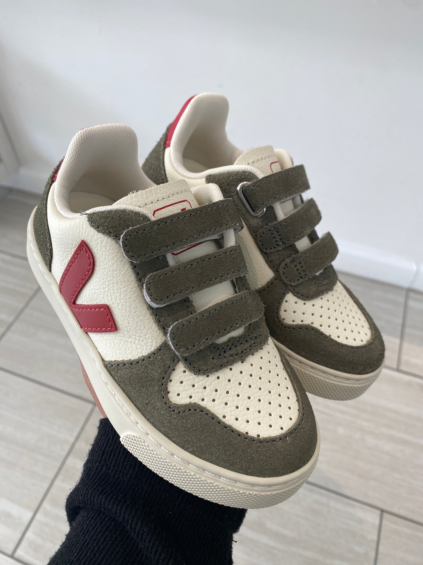 Veja Pepper Kaki Velcro Sneaker-Tassel Children Shoes