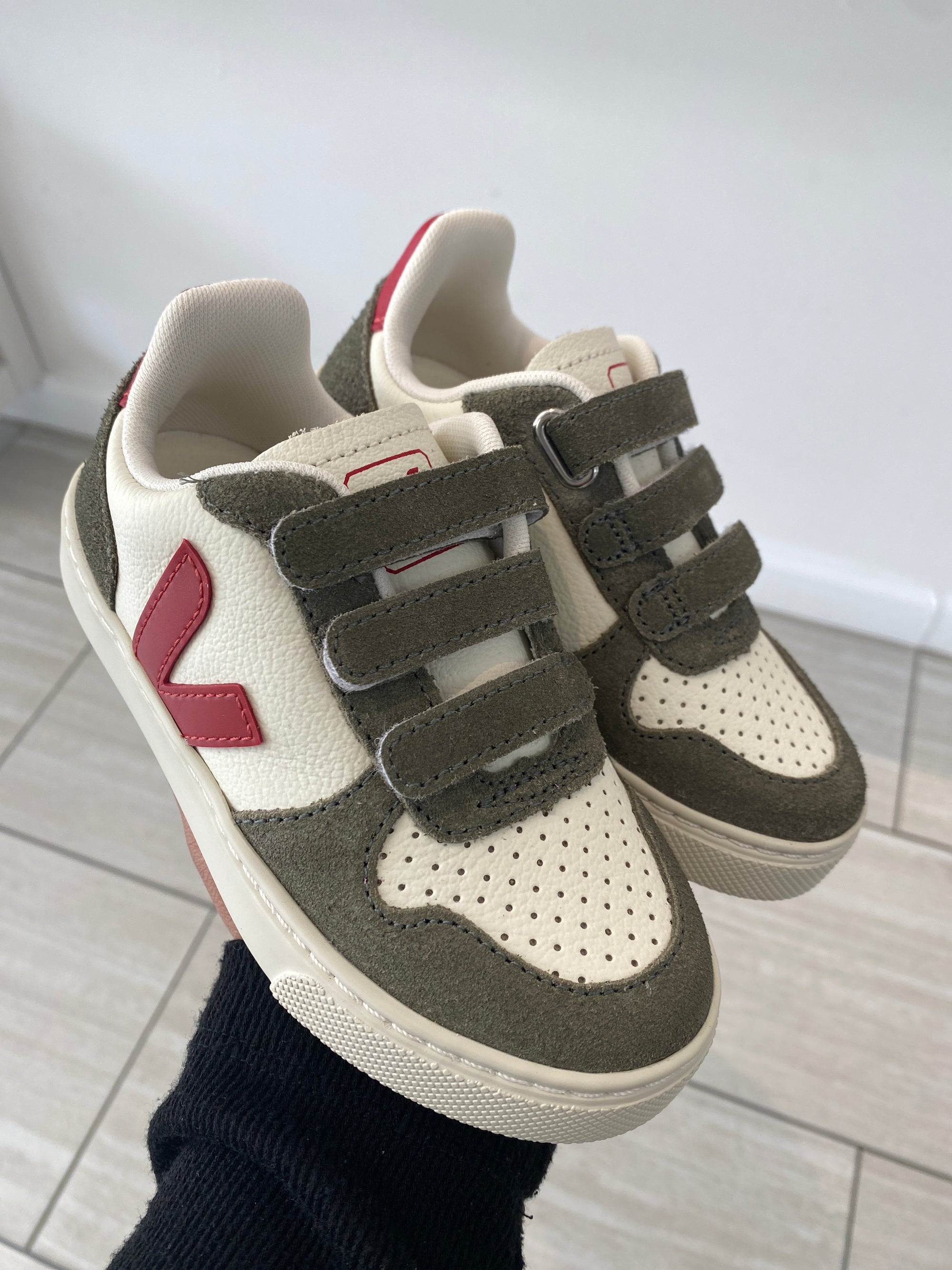 Veja Pepper Kaki Velcro Sneaker-Tassel Children Shoes