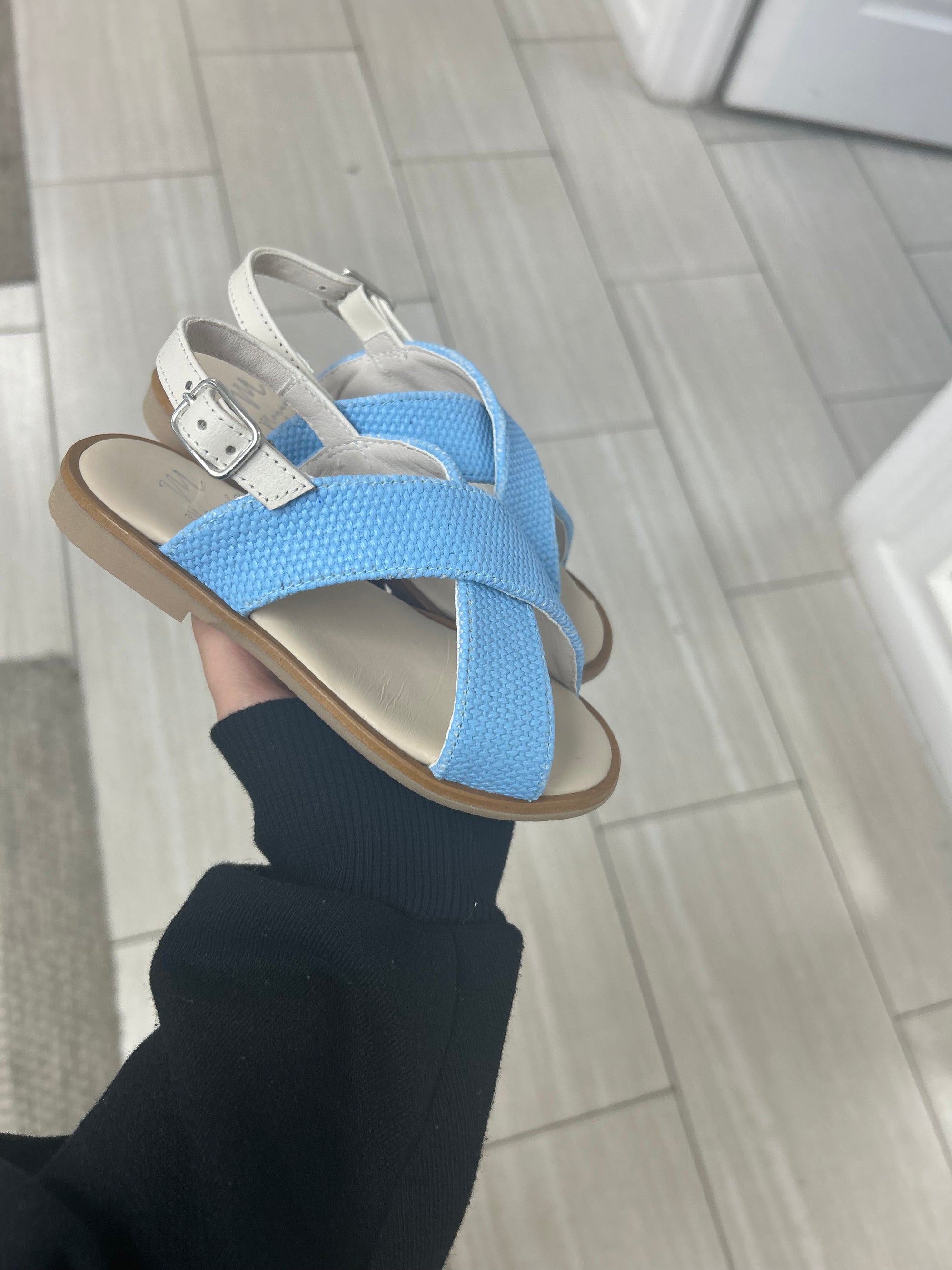 Manuela Sky Blue Gum Weave Criss Cross Sandal-Tassel Children Shoes