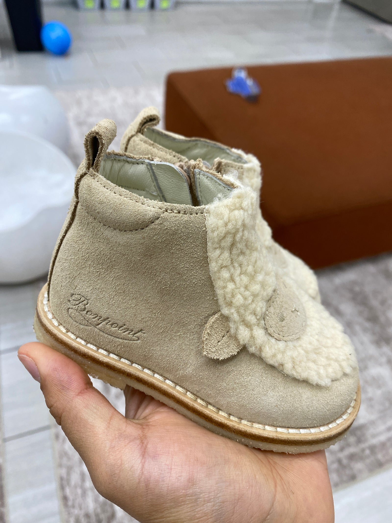 Bonpoint Suede Sheep Zipper Bootie-Tassel Children Shoes
