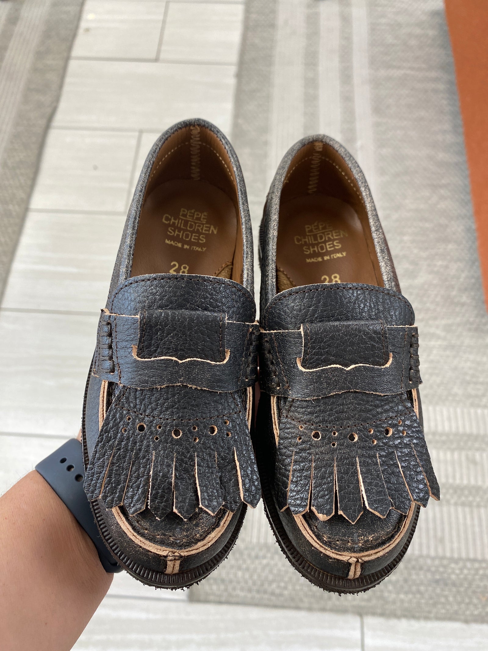 Pepe Marrone Leather Penny Loafer-Tassel Children Shoes