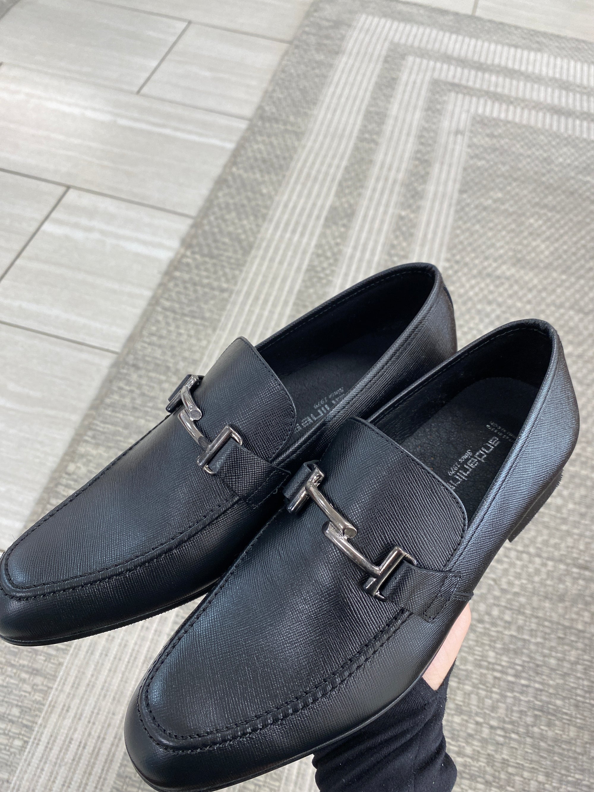 Andanines Black Textured Buckle Dress Shoe-Tassel Children Shoes