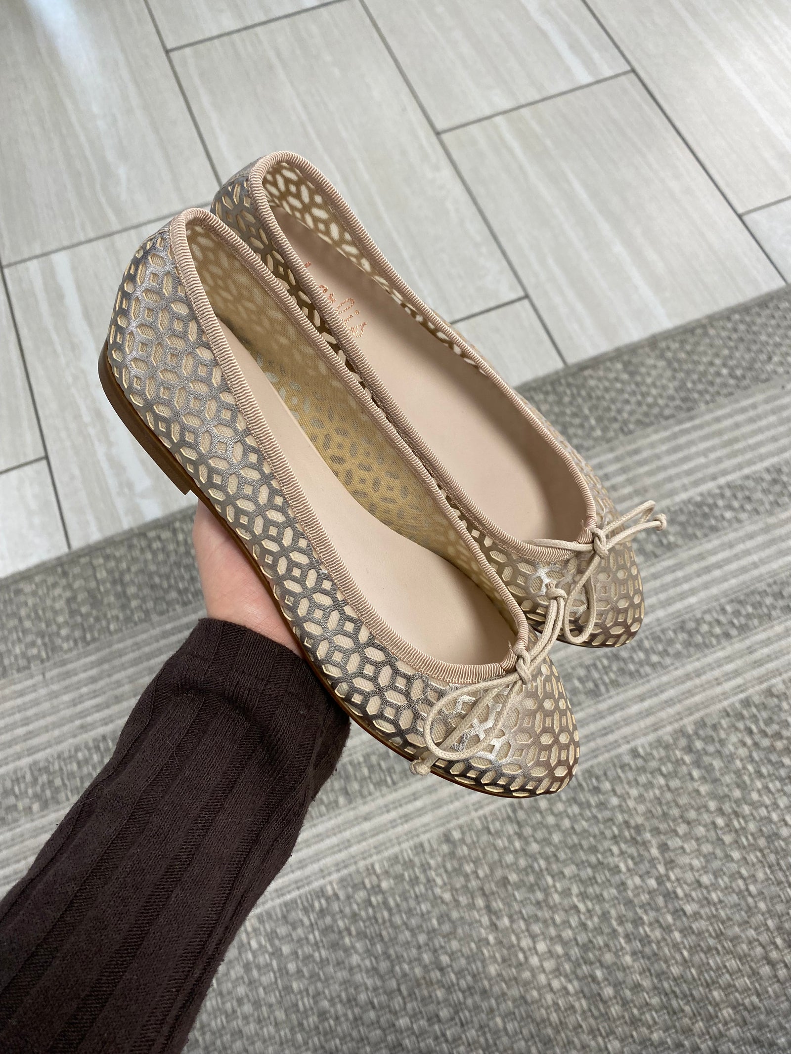 Beberlis Champagne Laser Cut Ballet Flat-Tassel Children Shoes