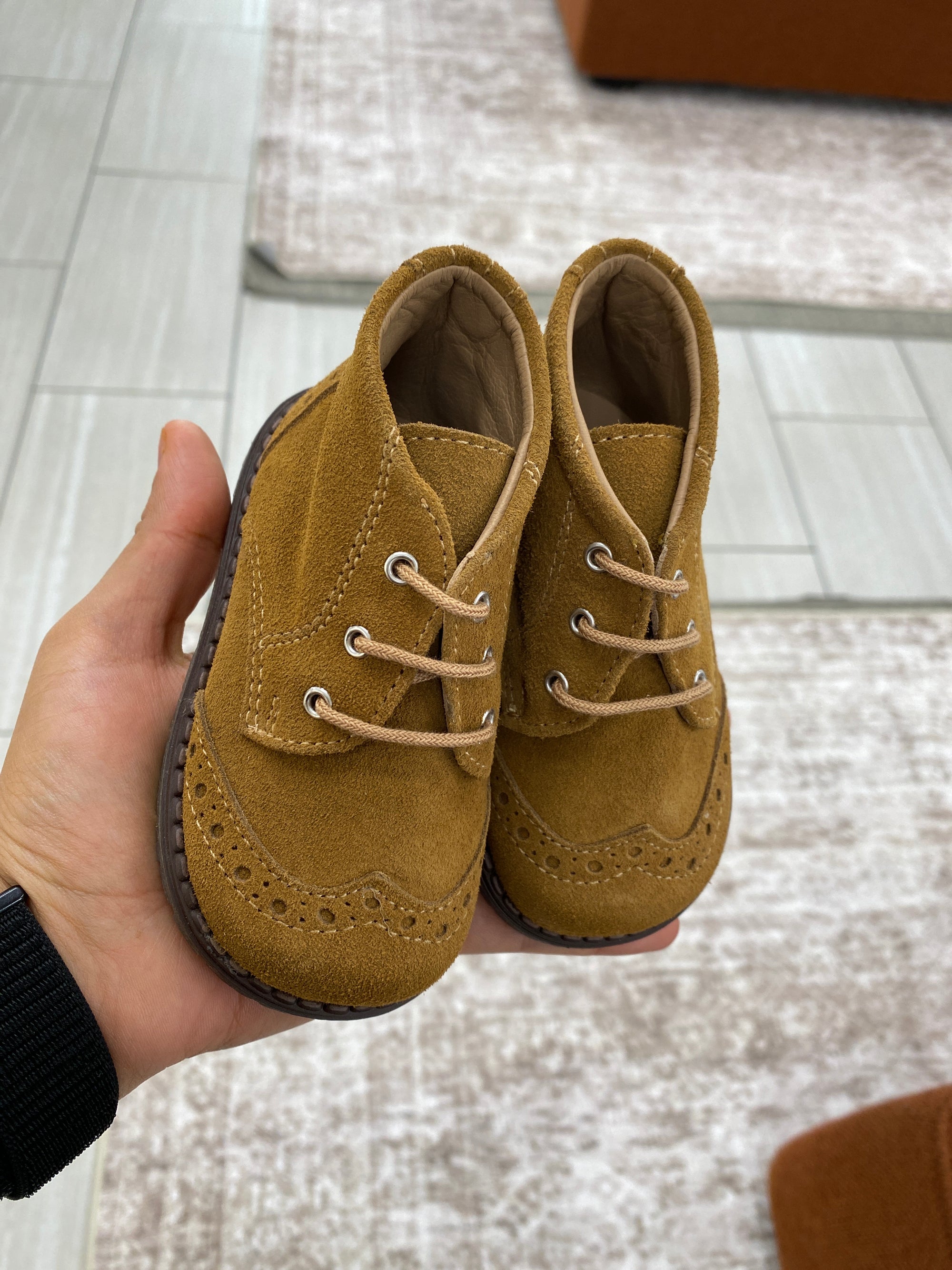 Papanatas Honey Suede Wingtip Baby Bootie-Tassel Children Shoes