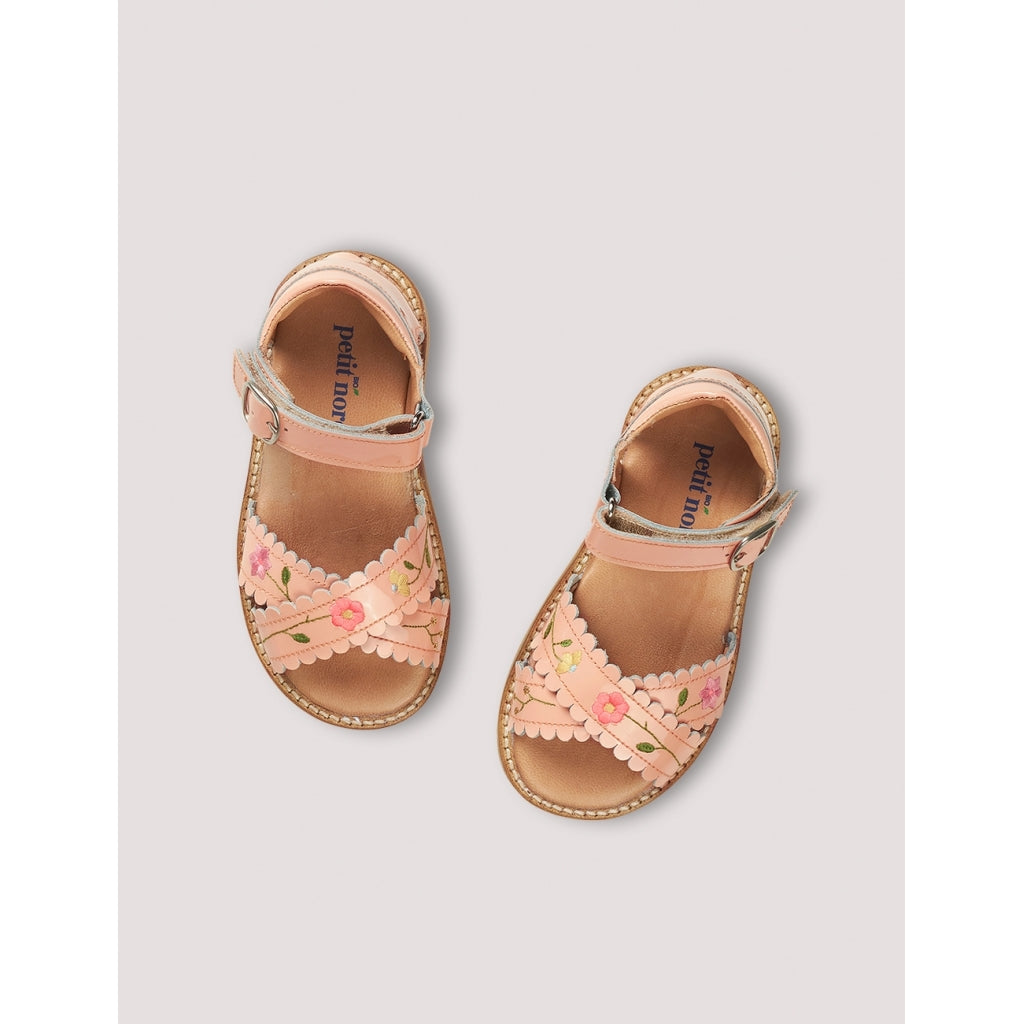 Petit Nord Blush Patent Scalloped Embroidered Sandal-Tassel Children Shoes