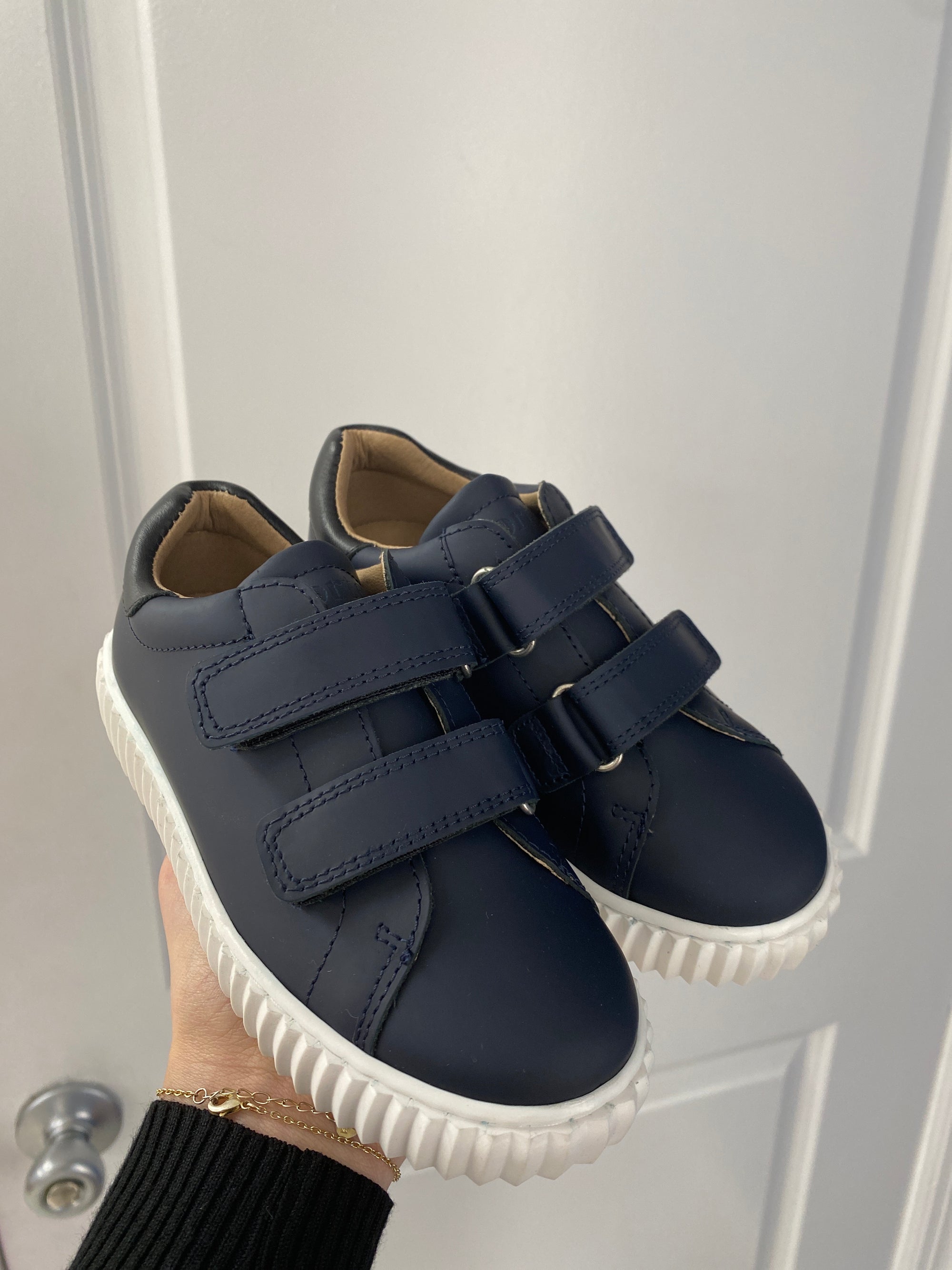 Porte Navy Rubber Velcro Sneaker-Tassel Children Shoes