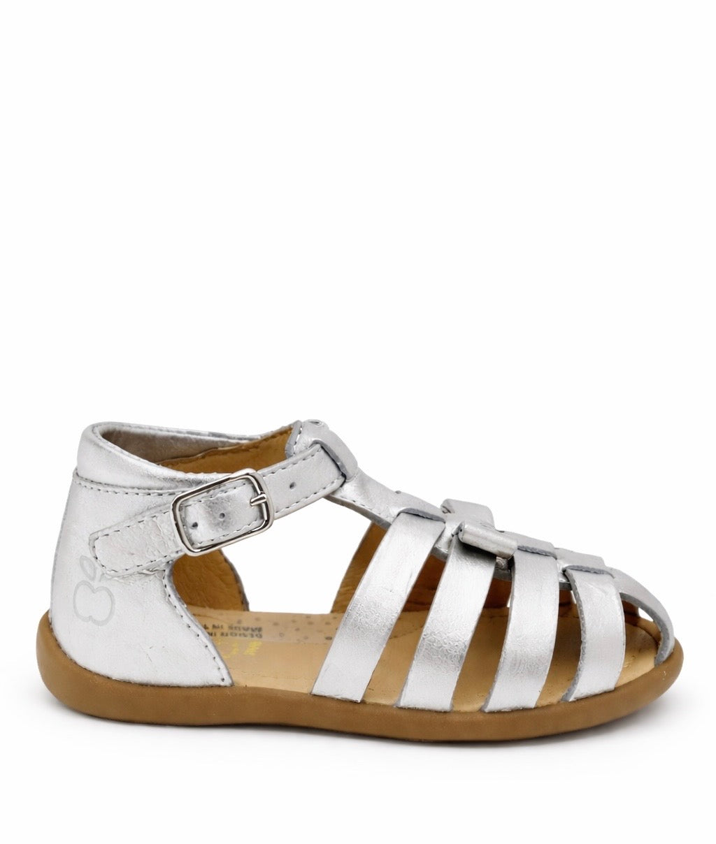 Pom D'Api Silver Bow Gladiator Baby Sandal-Tassel Children Shoes