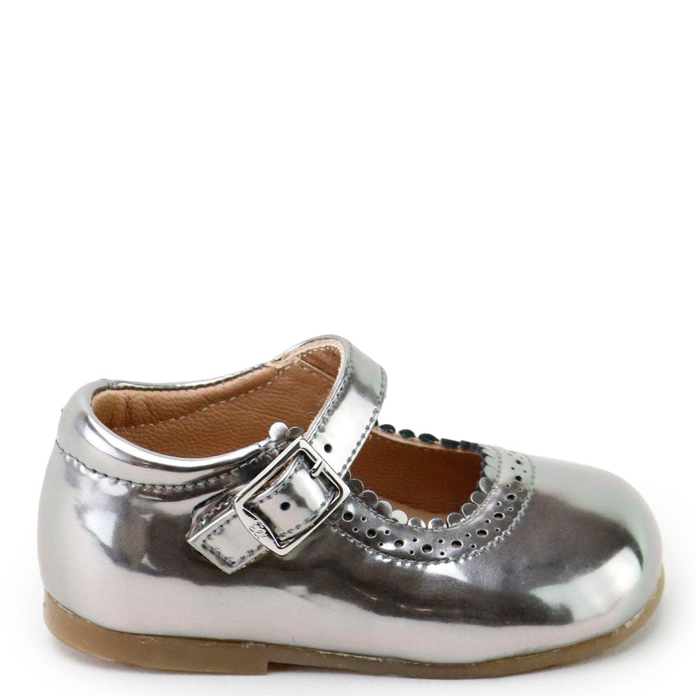 Papanatas Silver Mirror Scalloped Baby Shoe-Tassel Children Shoes